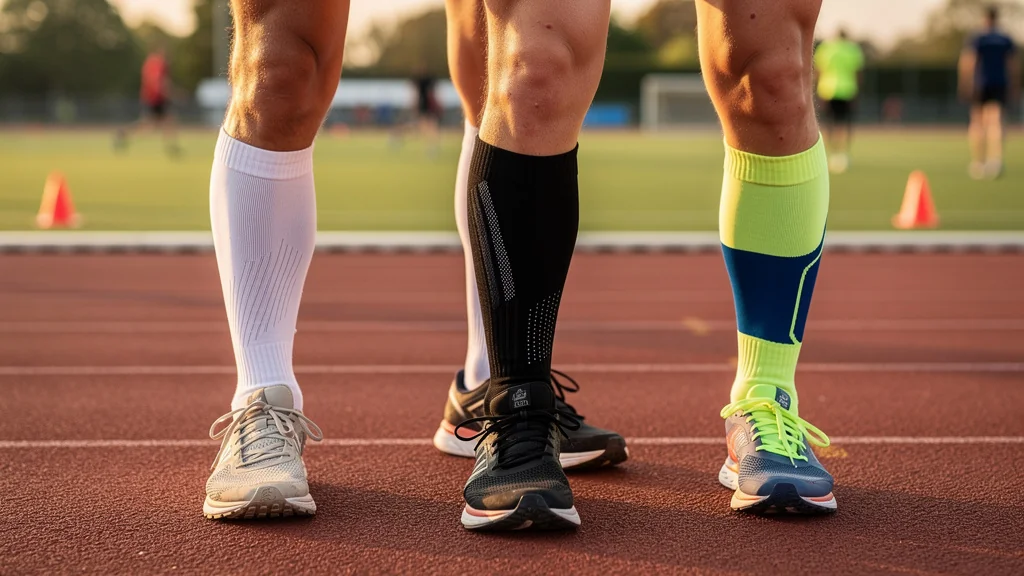 Trois paires de chaussettes techniques comparées sur un semi